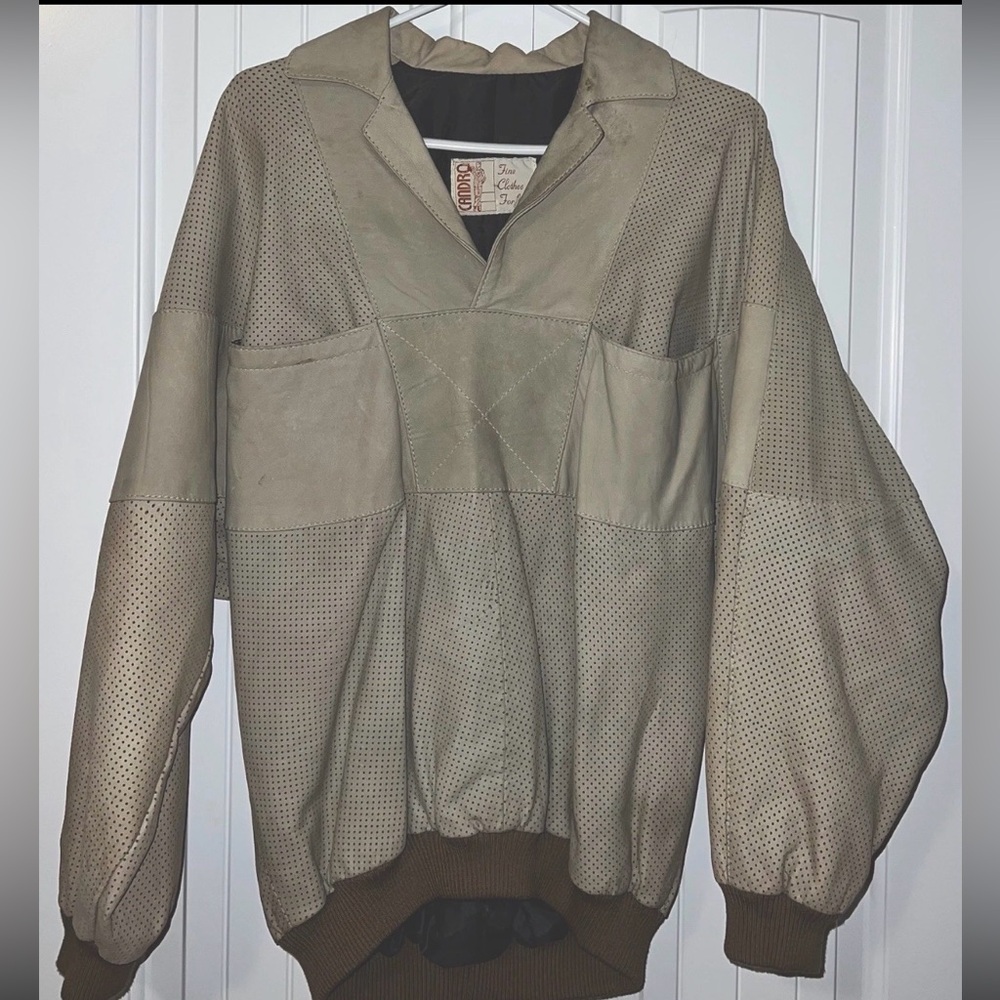 Rare Vintage 80s CANDRO Retro Street Italian Leather Suede Bomber Jacket Mens